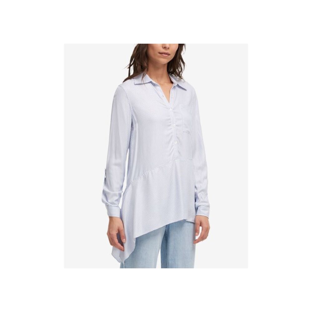 DKNY Asymmetrical Hem Striped Tunic